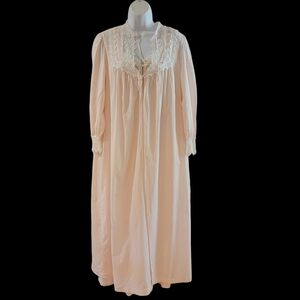 Vintage Bert Yelin Lace Applique Cotton Nightgown & Robe‎ Small